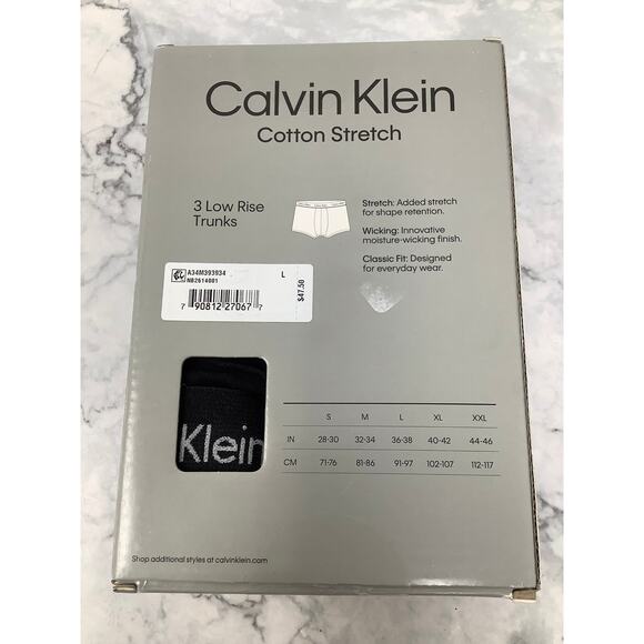 Calvin Klein Men's Large Black 3 Pack Boxer Brief Cotton Stretch Low Rise K23-20 - Picture 5 of 5